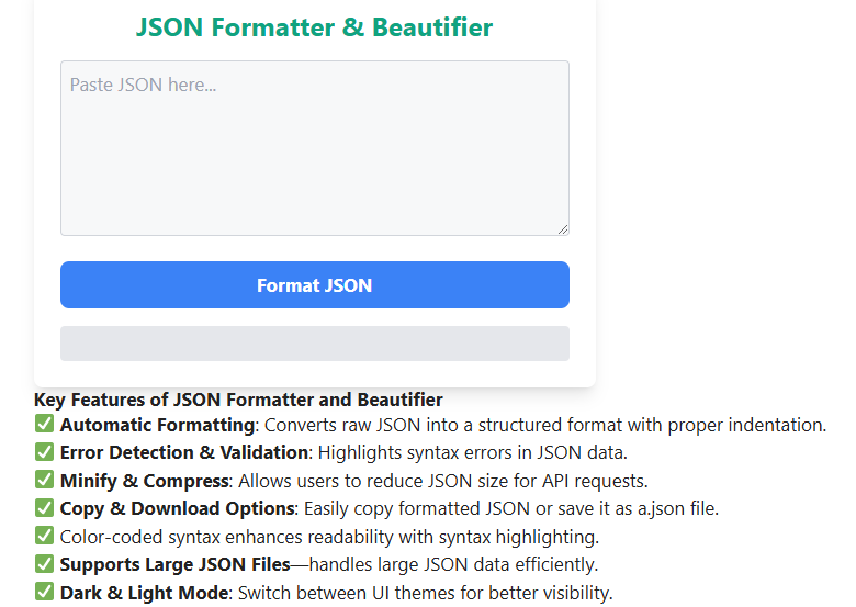 JSON Formatter and Beautifier